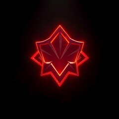 Obraz premium Red Star Glowing Emblem: A dynamic and impactful image of a glowing red star emblem, set against a dramatic black background. Perfect for branding, gaming, and technology themes.
