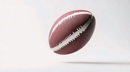 Isolated Falling Rugby Ball on White Background with Maroon Color