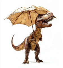 Fototapeta premium A dinosaur holding an umbrella adds a whimsical touch to any design.