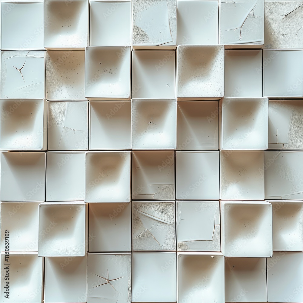 Poster A white box arranged in a neat pattern under natural light.