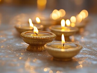 Golden Candles Glow Brightly Illuminating A Festive Scene