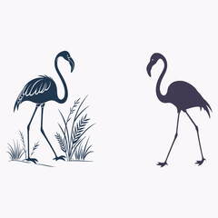 Naklejka premium flamingo silhouette vector art and illustration