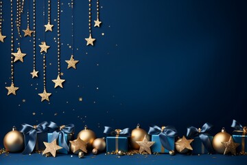 Naklejka premium Christmas Decorative Background, Christmas Decoration Wallpaper, Christmas Banner, Holiday Banner Background, Christmas banner with blank space for text