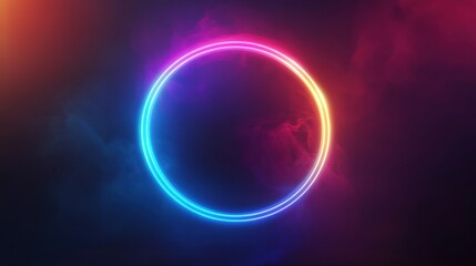 Obraz premium Soft glowing light trails forming a circular pattern in vibrant rainbow colors