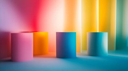 minimal modern composition, cool soft pink blue yellow palette background