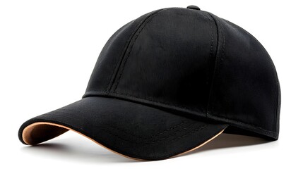 Fototapeta premium Stylish Black Baseball Cap with Smooth Finish, Versatile Accessory for Casual Wear, Sports Activities, and Outdoor Adventures for All Seasons
