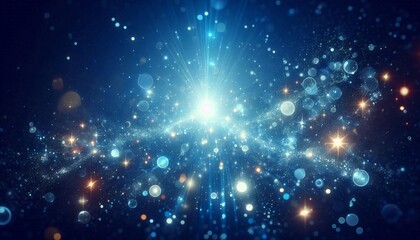 Fototapeta premium Blue light background sparkling particles