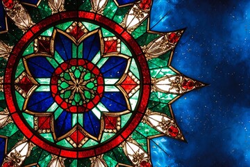 Obraz premium Christmas Stained Glass Background, Stained Glass Christmas Wallpaper, Christmas Background, Stained Glass Winter Background, Christmas Wallpaper