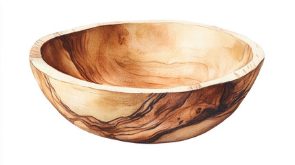 Fototapeta premium Beautiful wooden bowl showcasing natural grain patterns and warm tones.