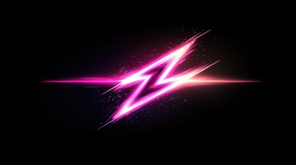 Stylized, glowing purple lightning bolt with a slight horizontal streak of light, set against a black background