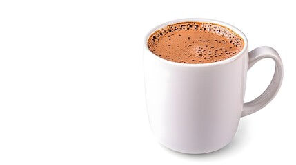 Obraz premium Close-Up of a White Coffee Mug Filled with Steaming Hot Beverage on a Bright Background Perfect for Morning Rituals and Cozy Moments