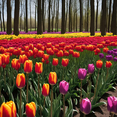 tulip field in spring