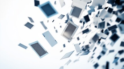 Obraz premium Multiple playing cards cascading through the air, with sharp focus on a few, isolated on a bright white background