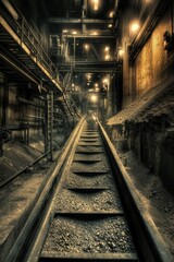 Industrial Conveyor System in Cement Plant with Rugged Lighting for Efficient Aggregate Transport