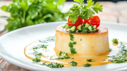 Delicious Gourmet Dish With Fresh Ingredients and Creative Presentation on Plate