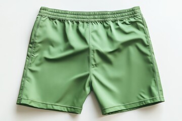 Green men&rsquo;s sports shorts with elastic waistband isolated on white background
