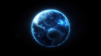 Naklejka premium Vibrant Digital Earth Globe with Bright Connections in Space View