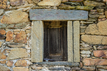 window with stone lintel, Guadramil village, municipality of Bragan&ccedil;a, Montesinho Natural Park, Tr&aacute;s-os-Montes and Alto Douro, Portugal