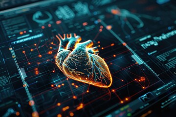 Digital Illustration of Heart's Electrical System on Computer Screen for Medical Education