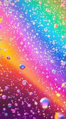 Obraz premium Colorful particles suspended in mid-air amidst a bright rainbow backdrop, holi, powder, suspended