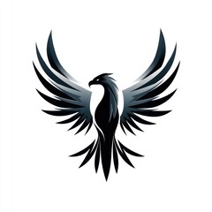 Obraz premium Powerful black bird with outstretched wings, bold design.