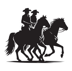 Cowboys on horse Silhouette vector illustration