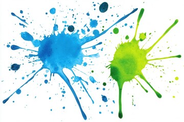 Colorful Splatter Paint Effects in Light Blues and Greens