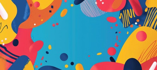 Fototapeta premium Vibrant Graduation Greeting Card Template with Colorful Shapes and Confetti
