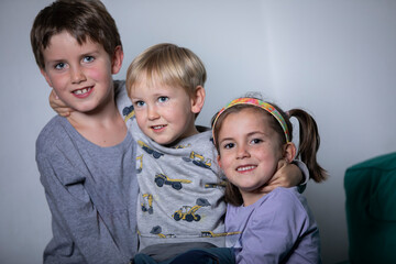 beautiful smiling brothers playing together and having fun