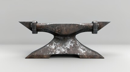 A steel anvil with a smooth surface on a solid white background.