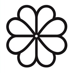 Simple black line art illustration of a stylized six-petal flower.