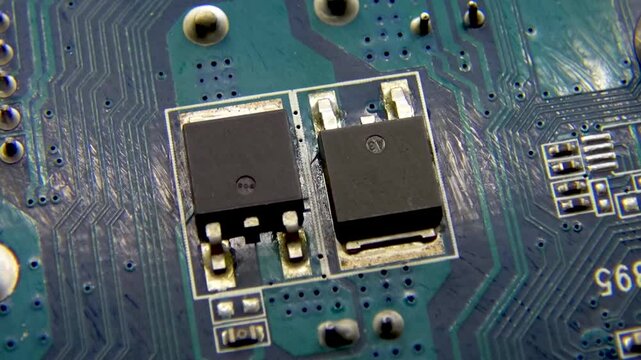 Electronic board with SMD components, large transistors