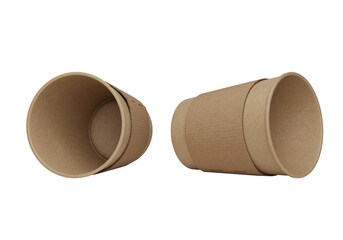 Brown paper cup lying on the floor with sleeve