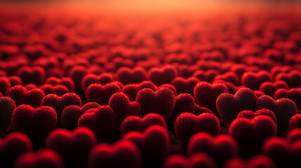 Obraz premium Lots of little red hearts filling the frame. A romantic picture suitable for the theme of love, Valentine's Day or romantic postcards