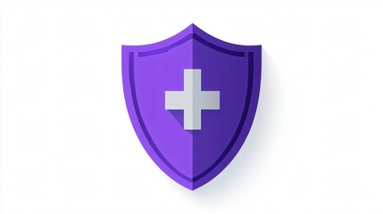 Obraz premium Simple Purple Plus Sign Shield in Minimalist Style