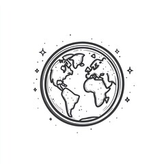 Simple line art illustration of Earth from space.