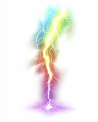 Dynamic energy expressed through vibrant lightning bolts against a luminous white backdrop, fostering inspiration and connection.