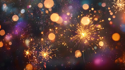 End of year wrap-up sale banner featuring fireworks and glitter effects