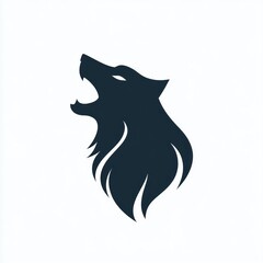 Obraz premium Howling wolf head silhouette logo design.
