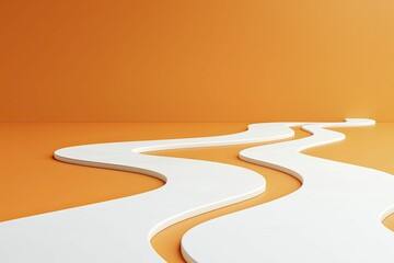 Fading pathways depicted as twisting roads, vivid orange backdrop, journey and limits theme.