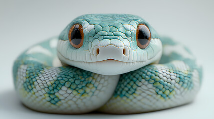 Fototapeta premium This plush snake toy is a bit fluffy, has cute 3D figures, and is white in color