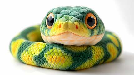 Fototapeta premium This plush snake toy is a bit fluffy, has cute 3D figures, and is white in color