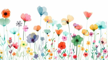 Colorful flowers on white background