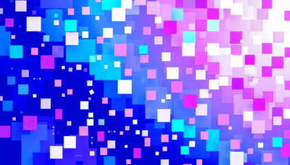 Colorful pixelated digital background in blue and purple tones, symbolizing technology, innovation, and creativity.