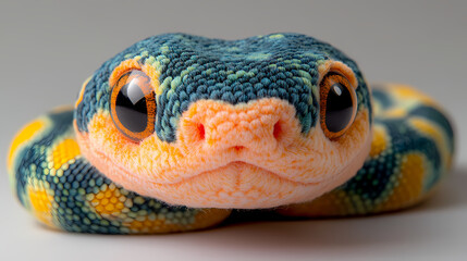 Fototapeta premium This plush snake toy is a bit fluffy, has cute 3D figures, and is white in color