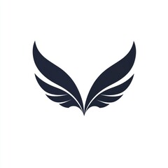 Fototapeta premium Abstract dark-blue stylized wings icon isolated on white background.