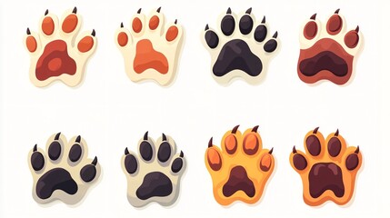 Adorable Dog and Cat Paw Prints with Sharp Claws - Animal Footprint