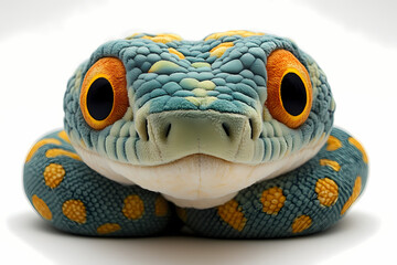 Fototapeta premium This plush snake toy is a bit fluffy, has cute 3D figures, and is white in color