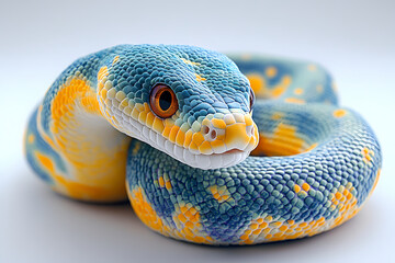 Fototapeta premium This plush snake toy is a bit fluffy, has cute 3D figures, and is white in color