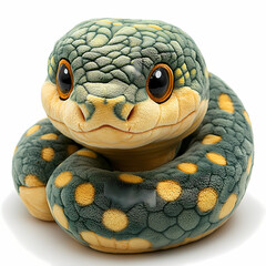 Fototapeta premium This plush snake toy is a bit fluffy, has cute 3D figures, and is white in color